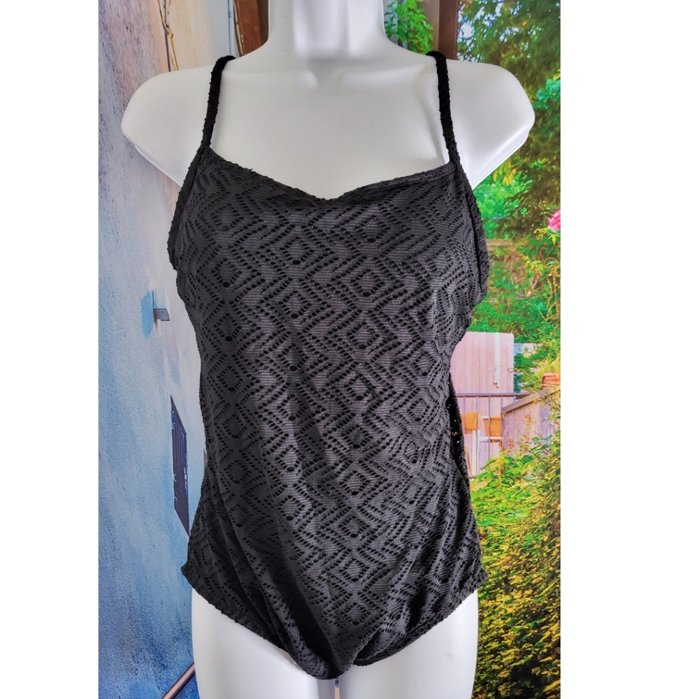 Catalina - Crochet One-Piece Swimsuit Lace Overlay